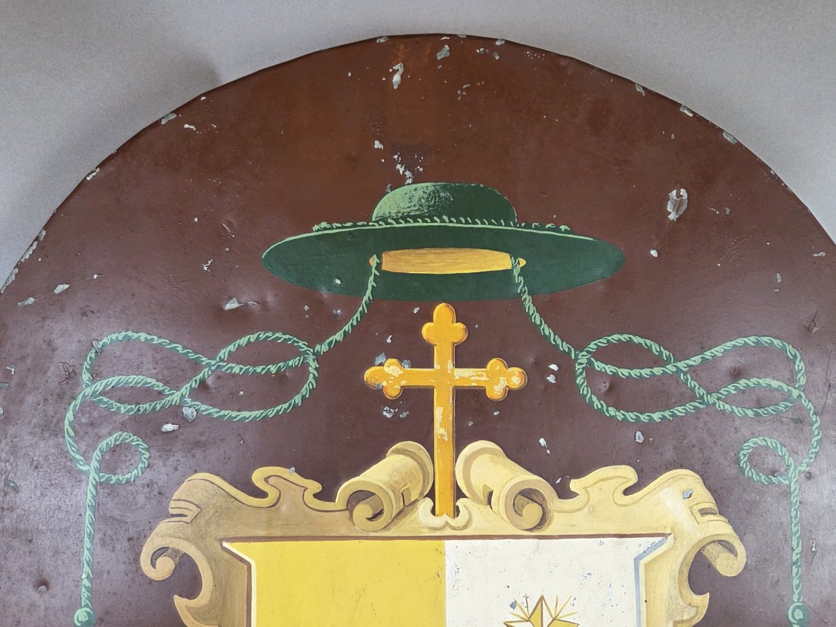 Coat Of Arms Panel In Painted Sheet Metal, Early 20th Century -photo-4