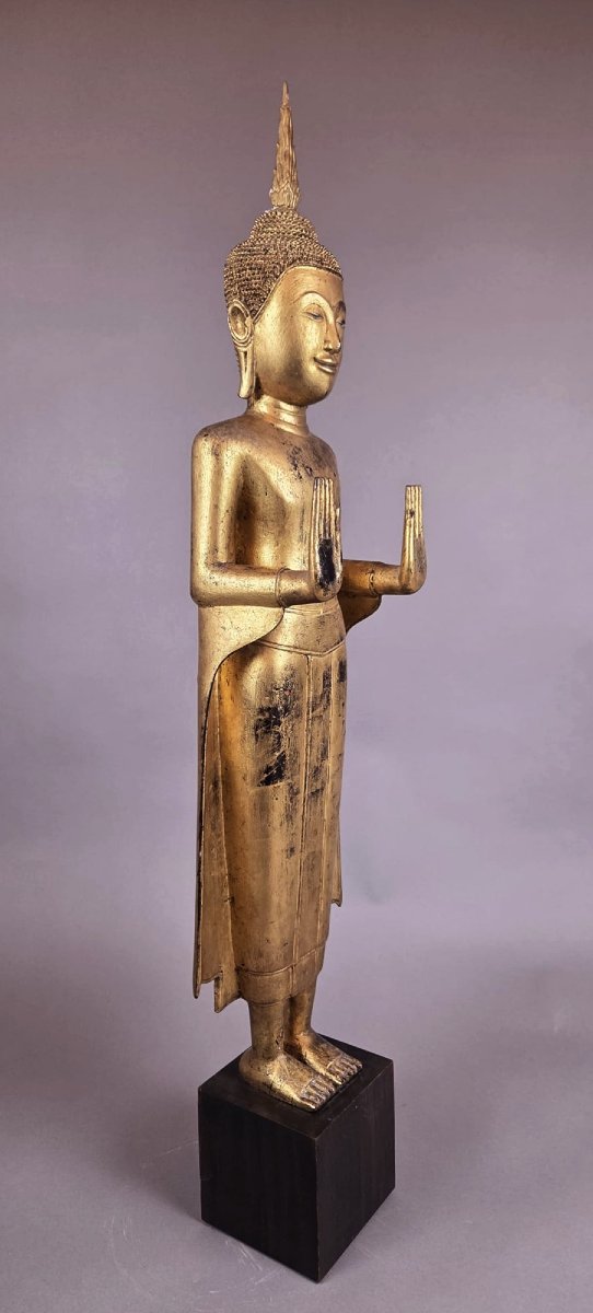 Large Gilded Wooden Buddha, Siam, 18th Century  -photo-3