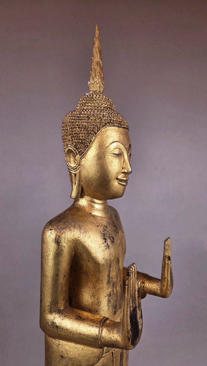 Large Gilded Wooden Buddha, Siam, 18th Century  -photo-4