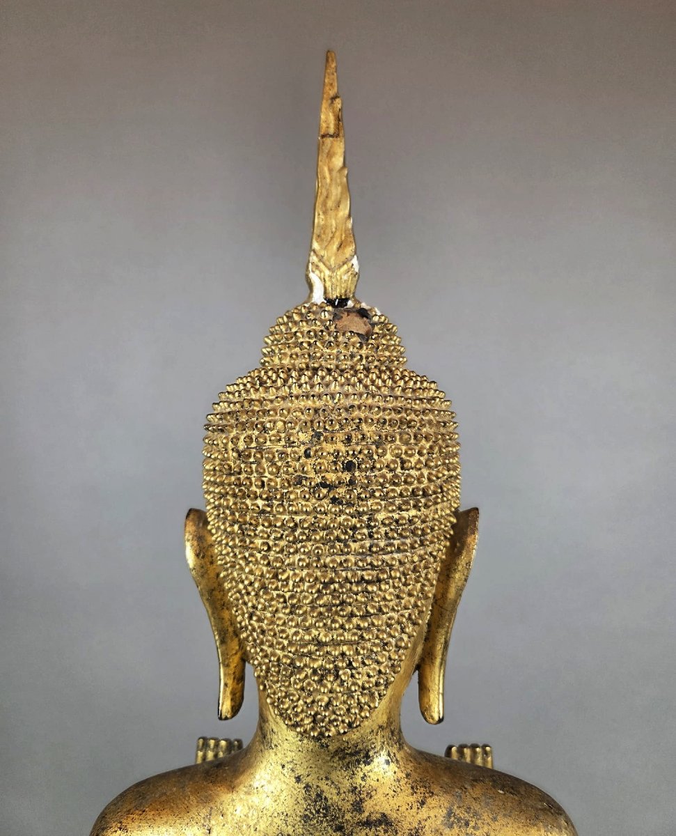Large Gilded Wooden Buddha, Siam, 18th Century  -photo-5