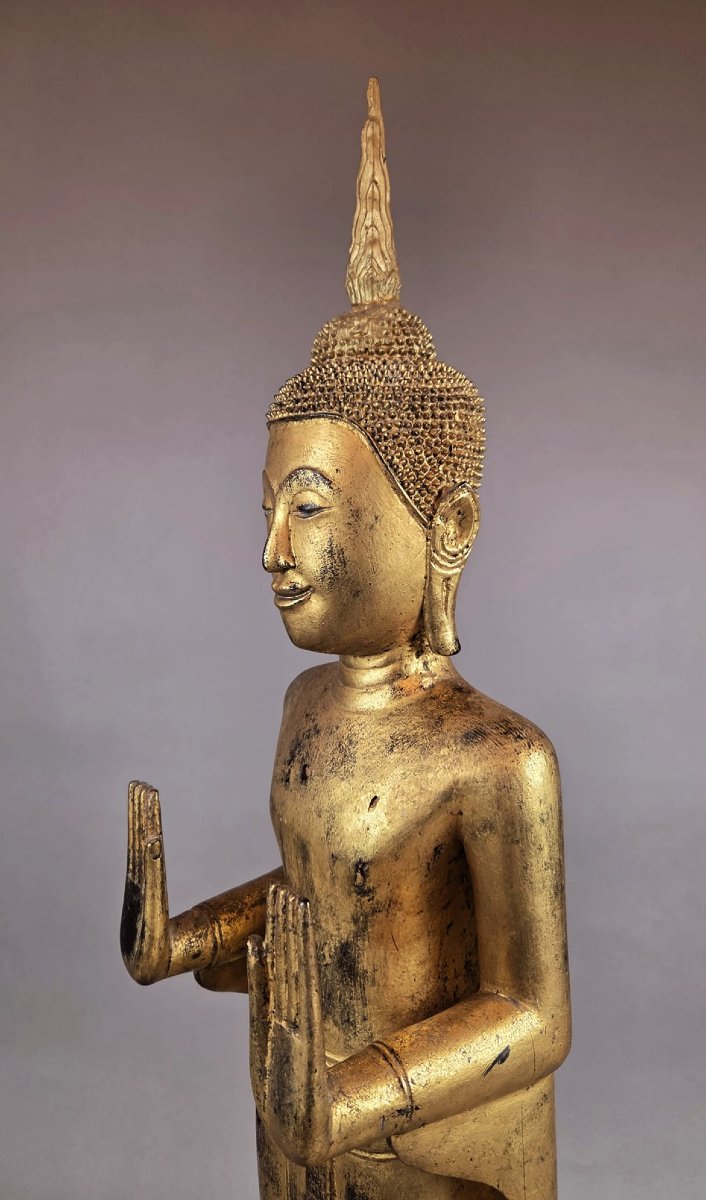 Large Gilded Wooden Buddha, Siam, 18th Century  -photo-7