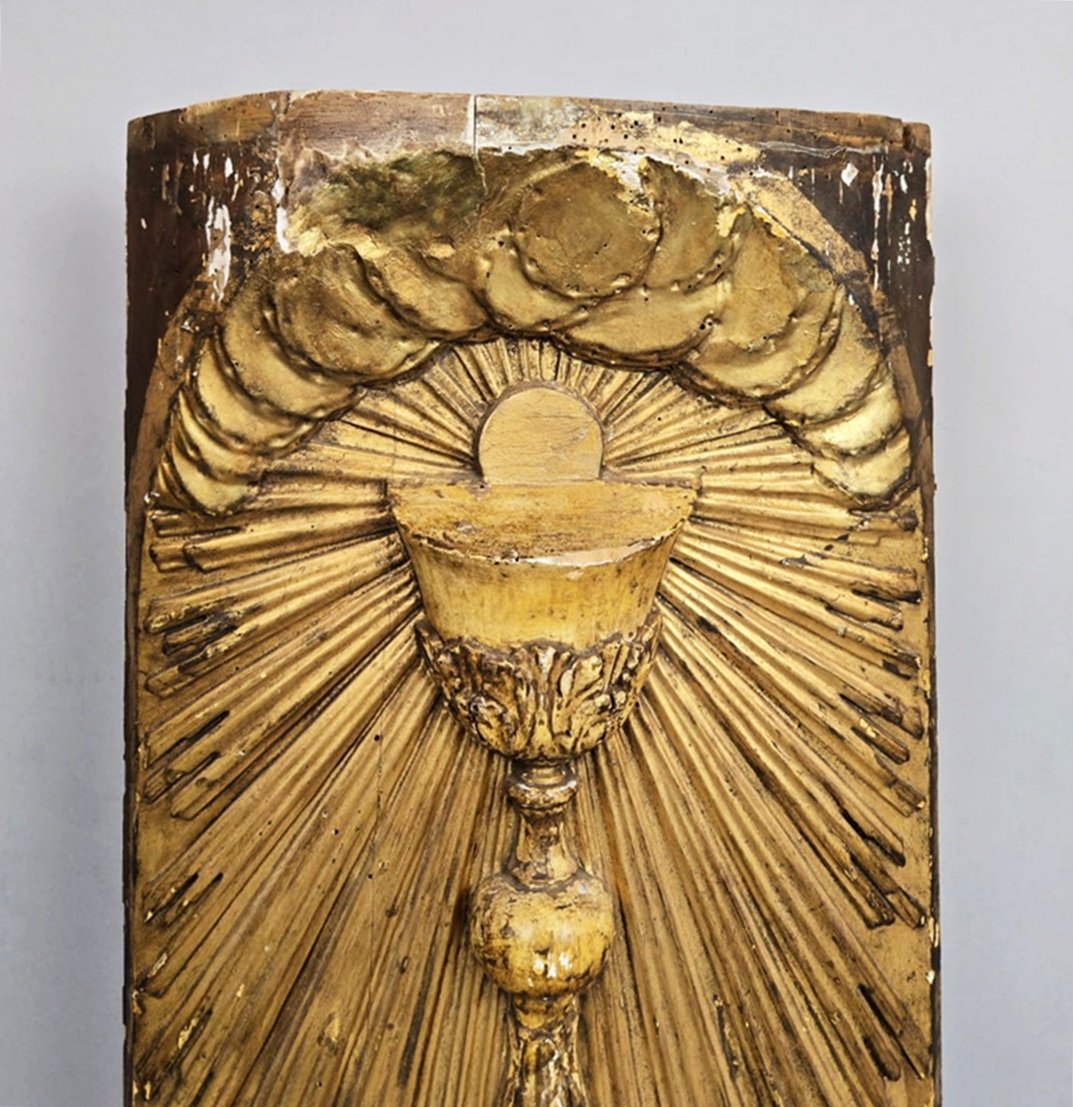 Porte de tabernacle sculpté en bois doré, 18th -photo-2