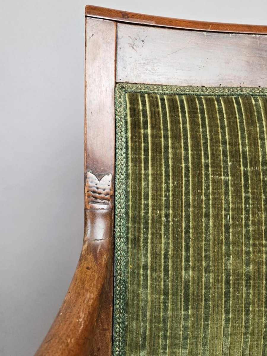 Paire de fauteuils en velours vert,  époque Empire, 19th-photo-2