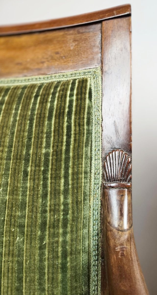 Paire de fauteuils en velours vert,  époque Empire, 19th-photo-4