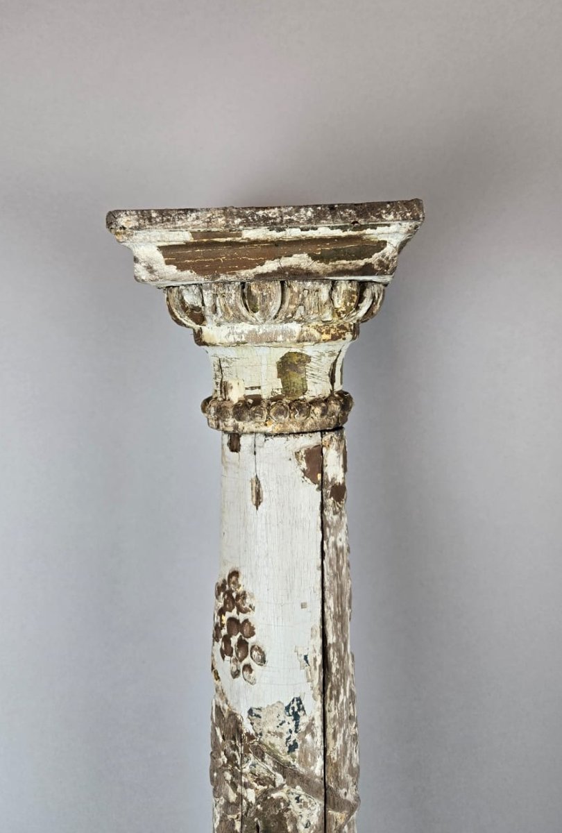 Paire de colonnettes en bois sculptées, 19th -photo-2