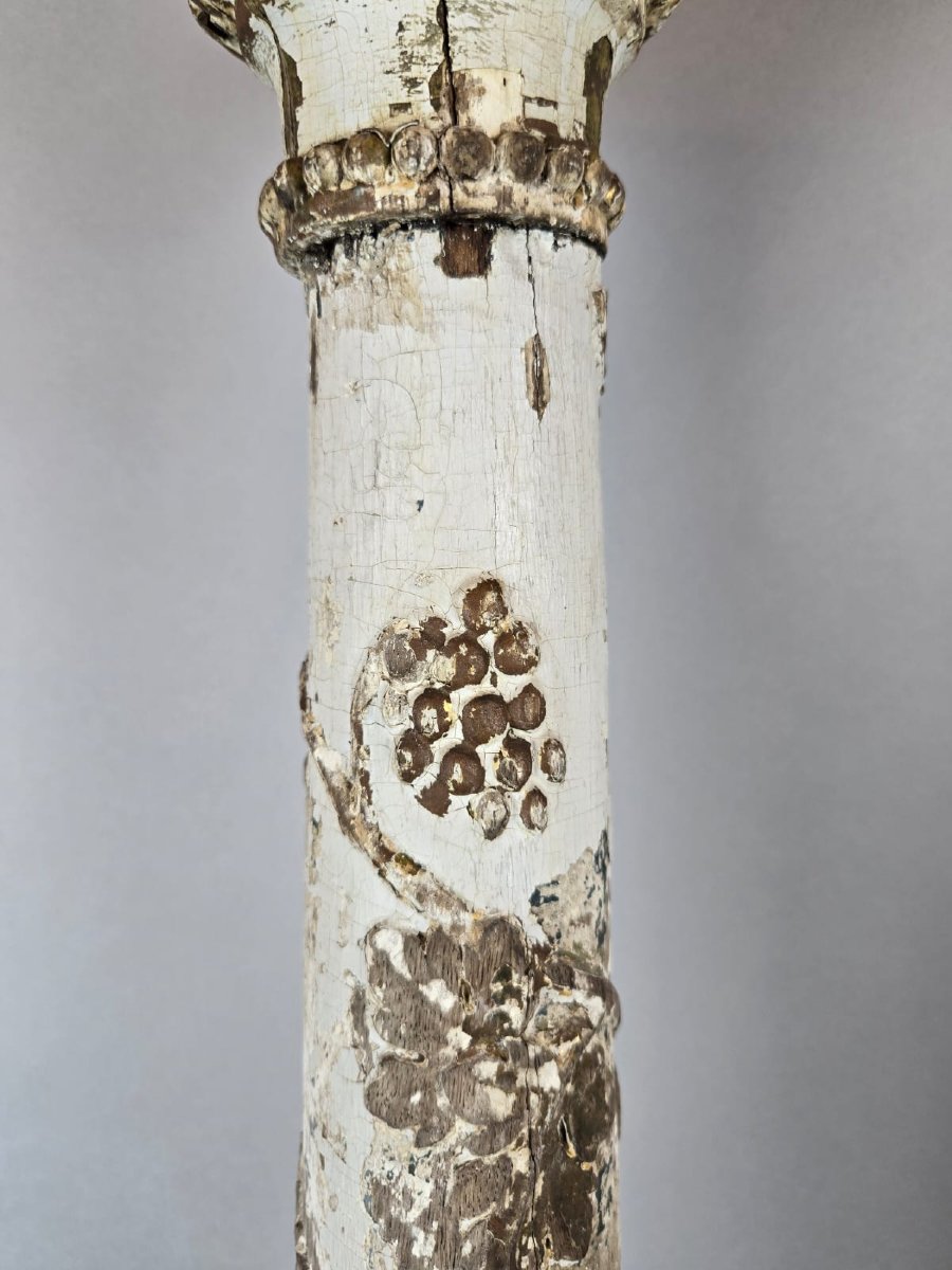 Paire de colonnettes en bois sculptées, 19th -photo-3