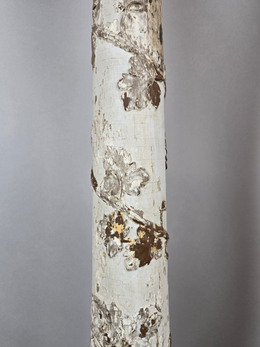 Paire de colonnettes en bois sculptées, 19th -photo-4