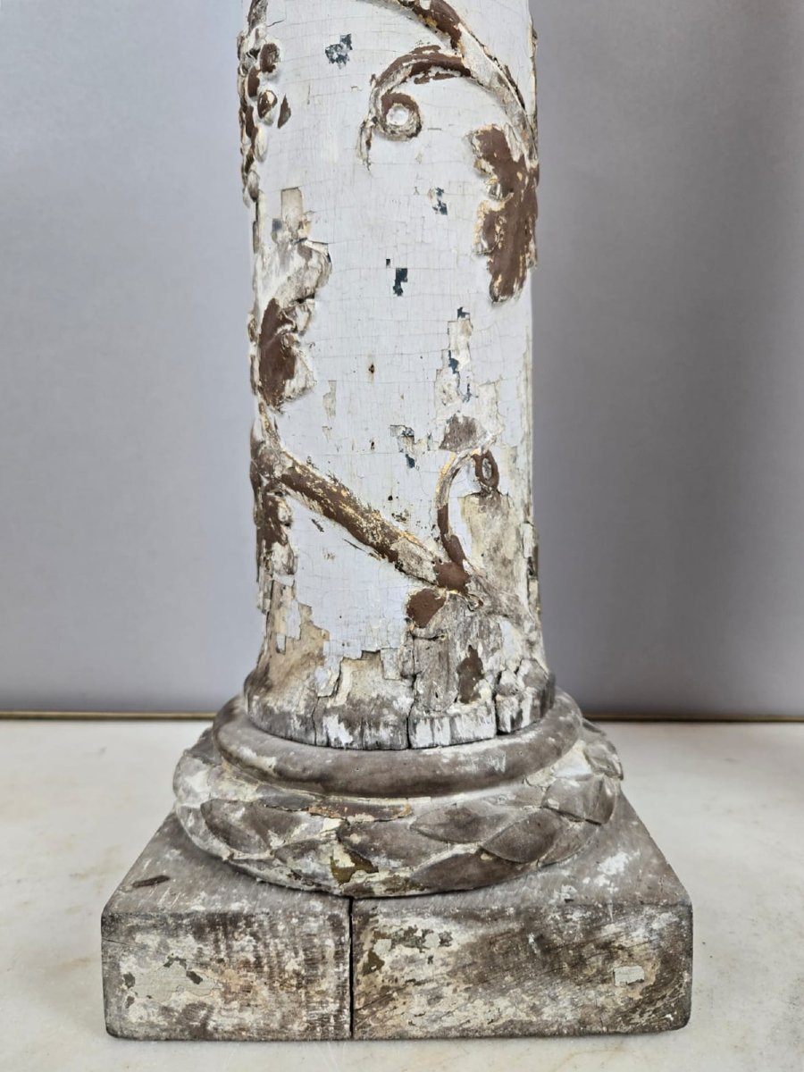 Paire de colonnettes en bois sculptées, 19th -photo-2