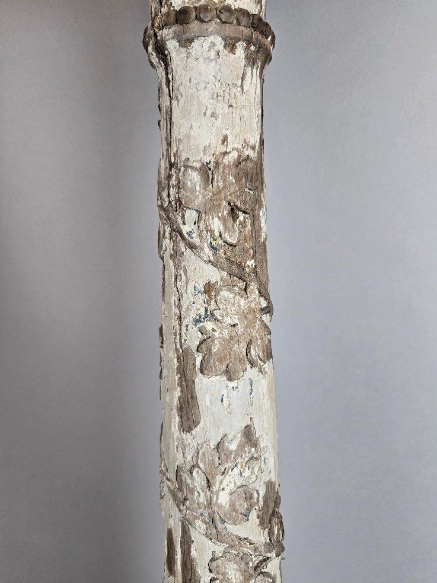 Paire de colonnettes en bois sculptées, 19th -photo-3