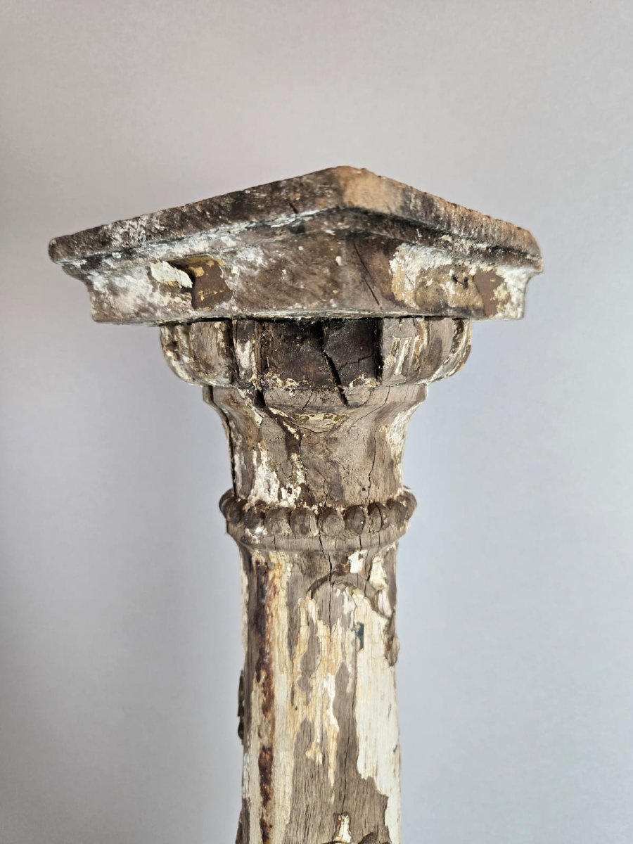 Paire de colonnettes en bois sculptées, 19th -photo-5