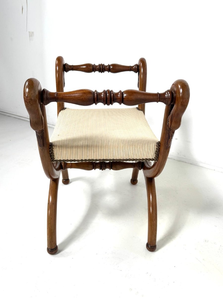 Pair Of Mahogany Swan-neck Stools, Early 19th Century-photo-4