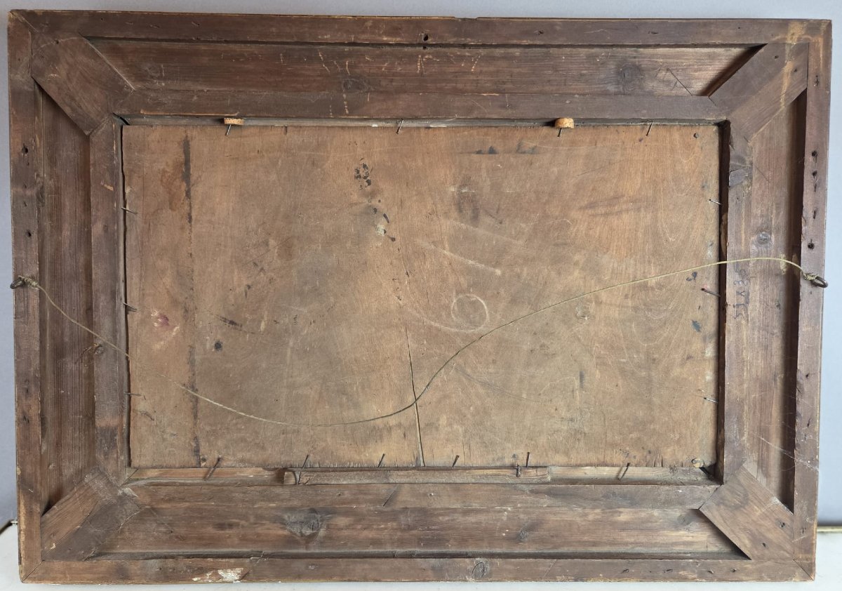 Huile sur panneau "Femme allongée" monogrammé, vers 1900-photo-6