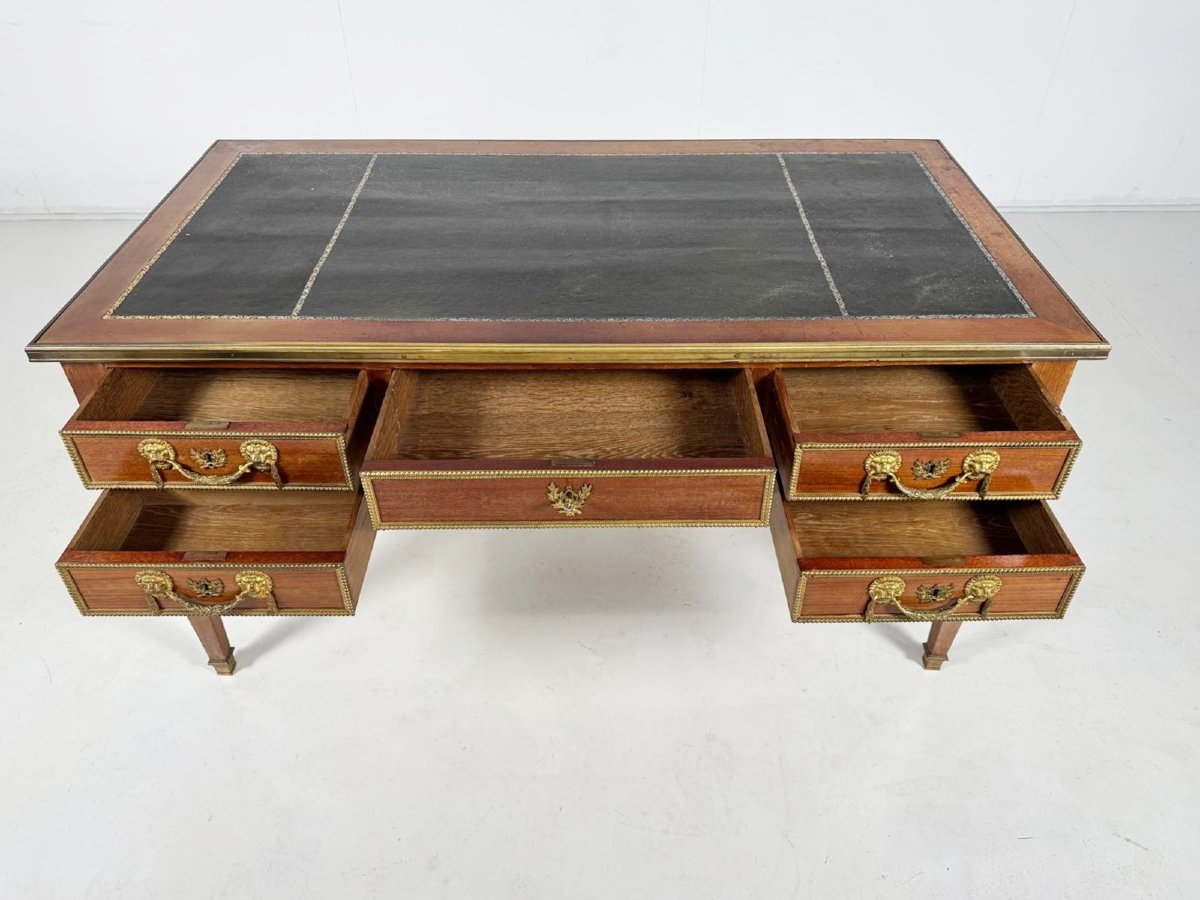 Bureau plat de style Louis XVI en acajou et bronzes dorés,  début 19th-photo-3