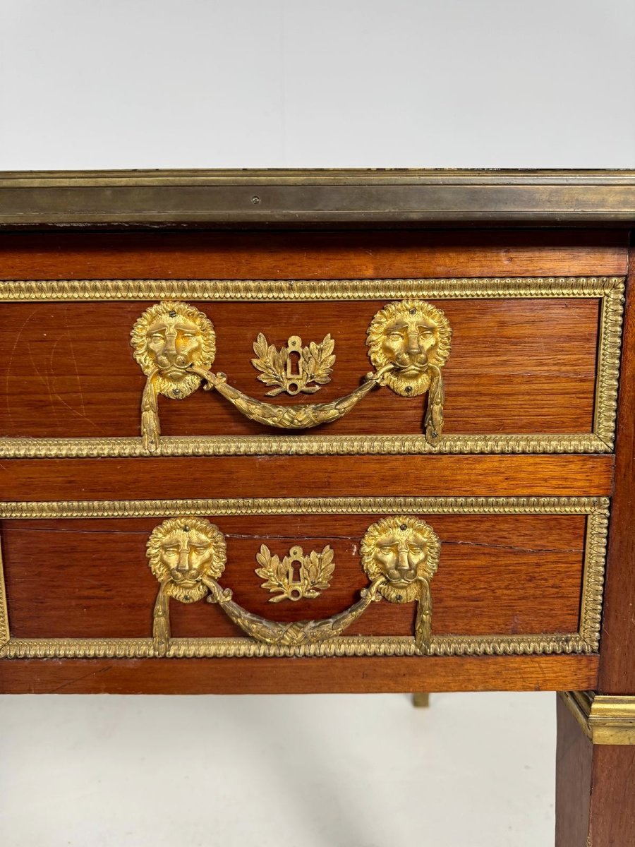 Bureau plat de style Louis XVI en acajou et bronzes dorés,  début 19th-photo-7