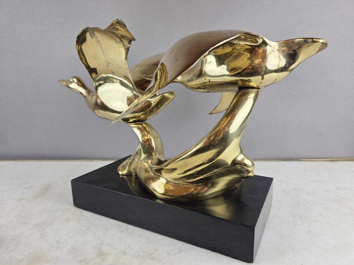 "L'envol" sculpture en laiton vers 1970-photo-3