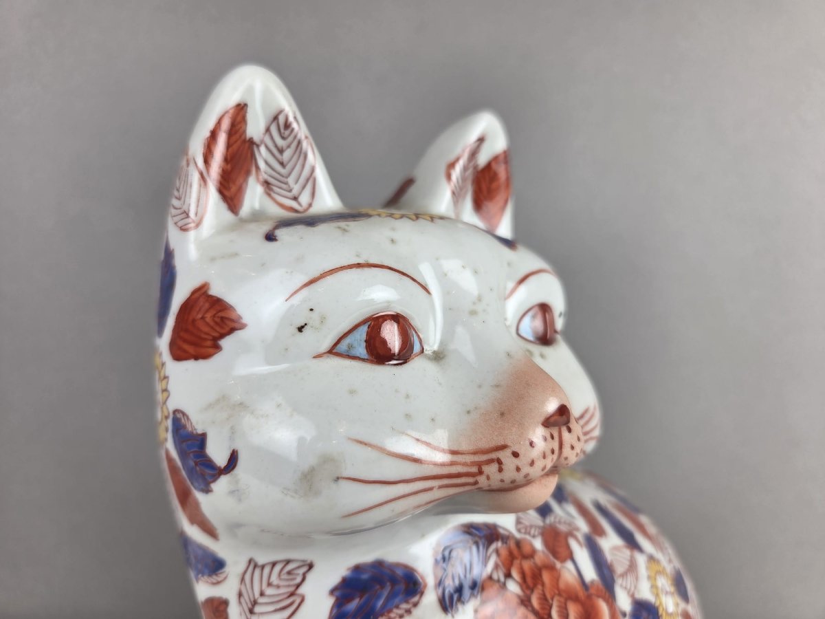 Chat en porcelaine de chine polychromé, début 20th-photo-4