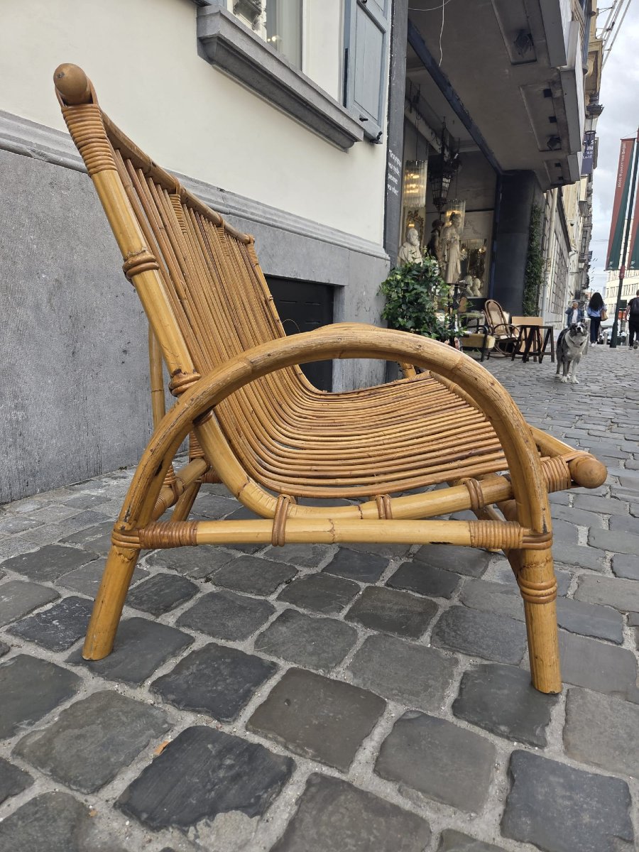Wicker And Bamboo Sofa, Circa 1970-photo-4