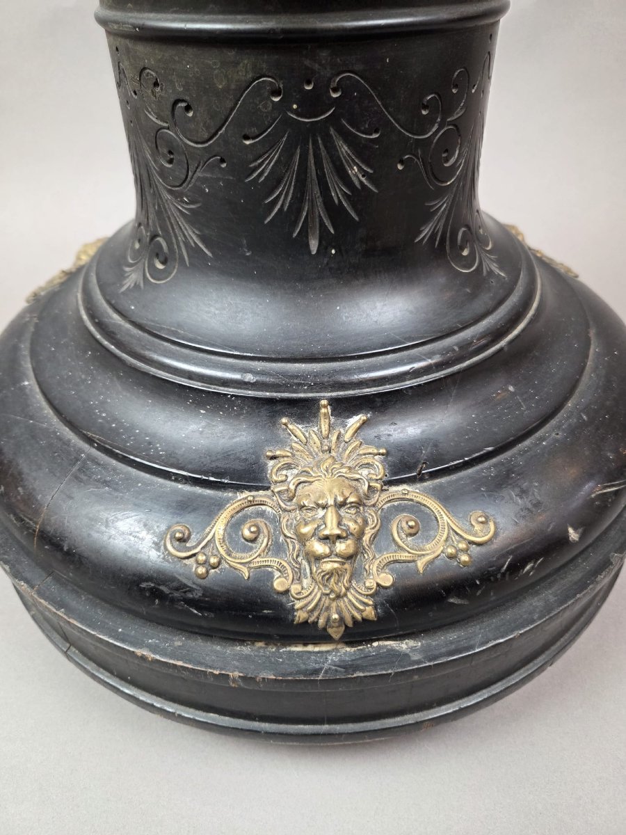 Napoleon III Column In Black Polywood, Late 19th Century-photo-4