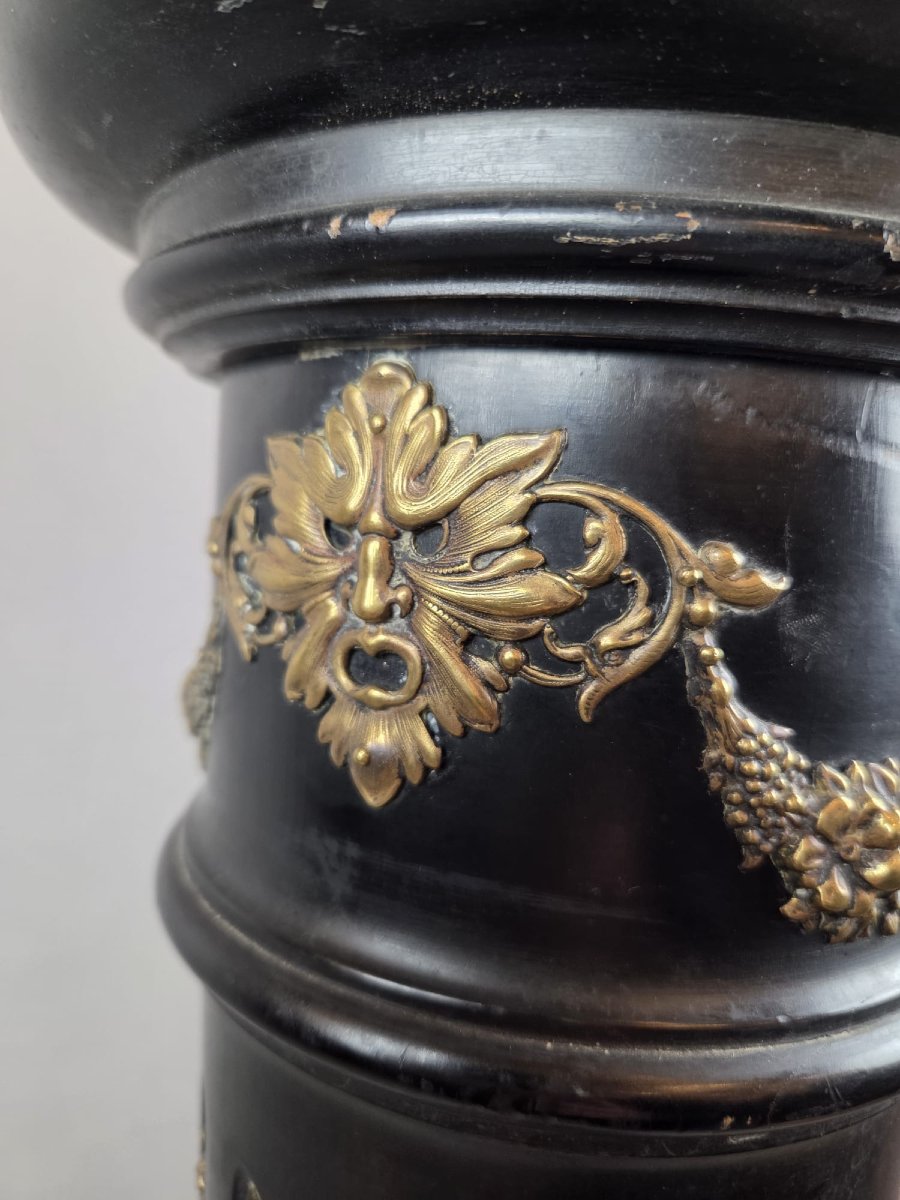 Napoleon III Column In Black Polywood, Late 19th Century-photo-1