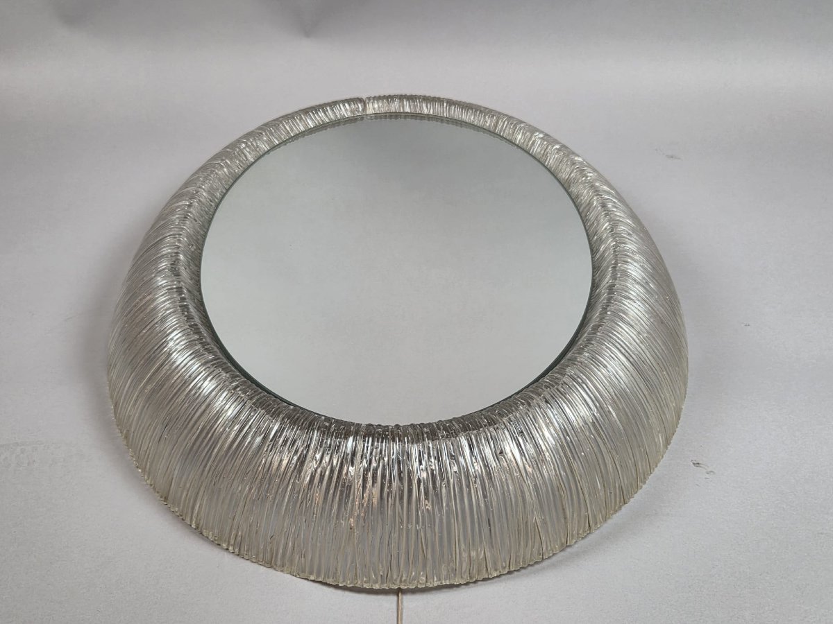 Oval Mirror, Illuminated Acrylic, E. Hillebrand, 1970-photo-3
