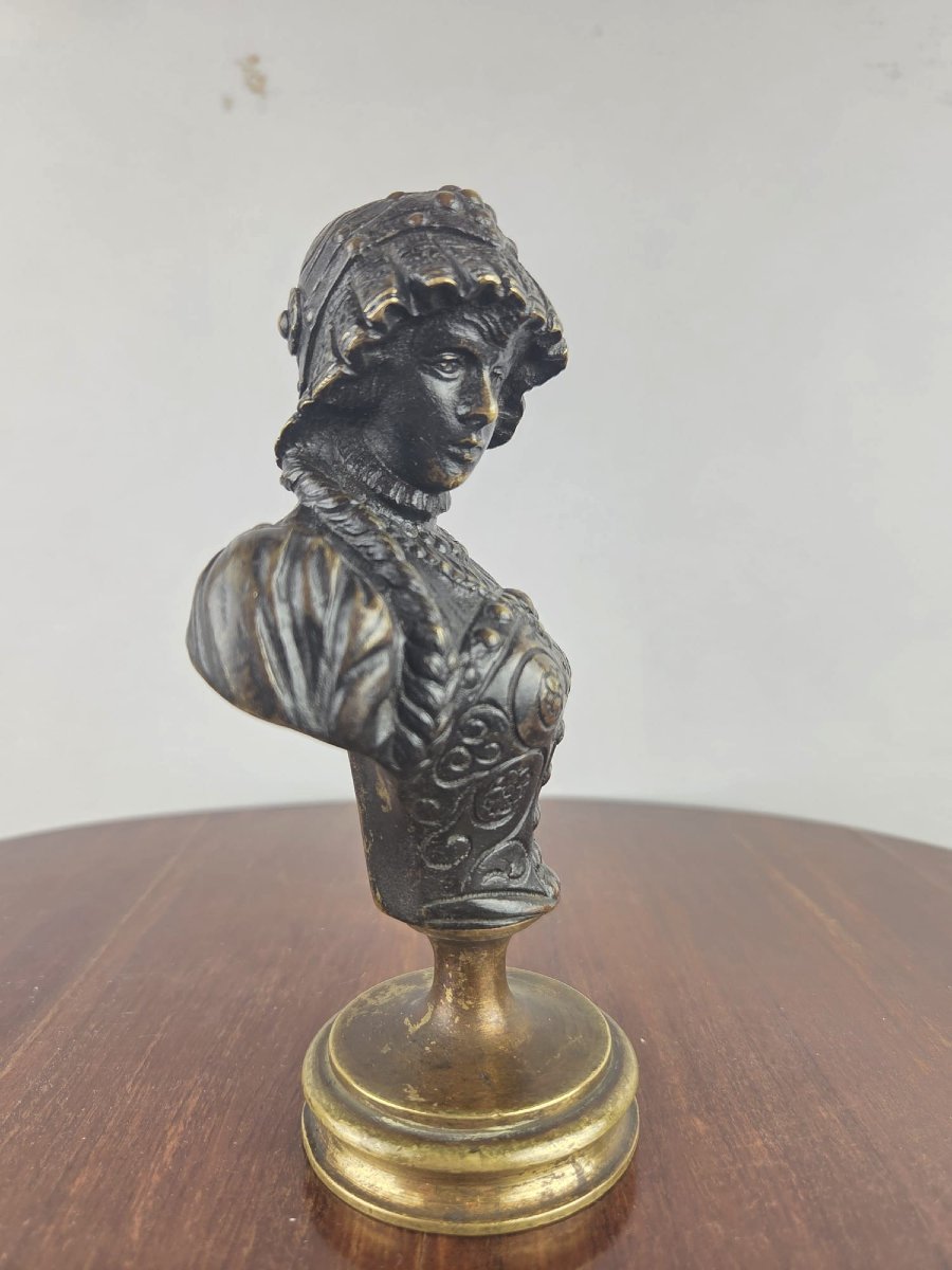 Pair Of Bronze Busts "alexander Nuski And His Wife" 19th-photo-2