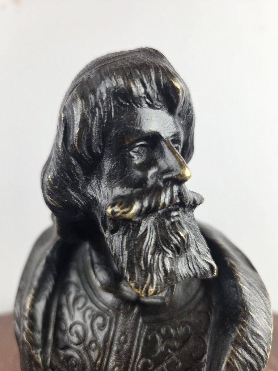 Pair Of Bronze Busts "alexander Nuski And His Wife" 19th-photo-4