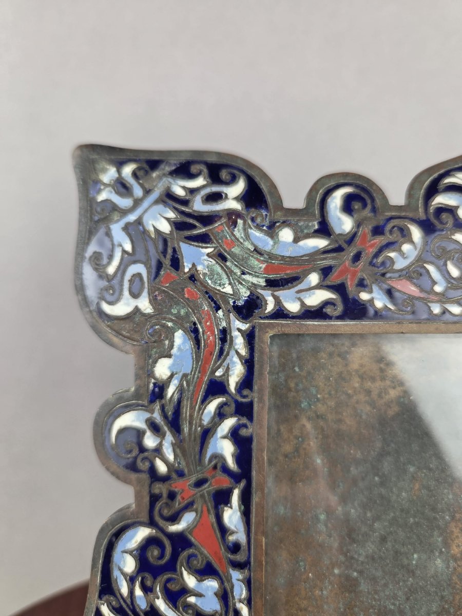 Cloisonné Bronze Photo Holder, 19th Century-photo-2