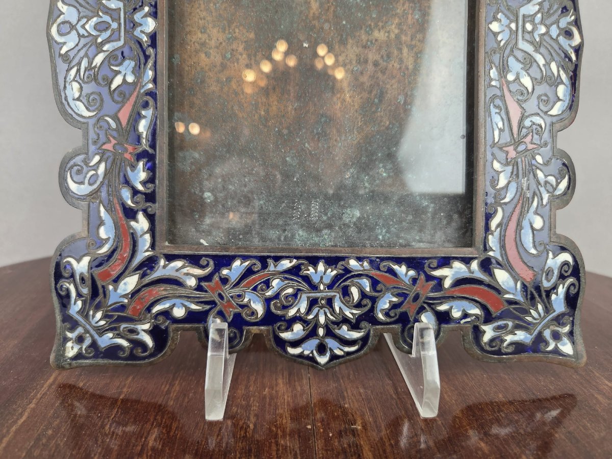 Cloisonné Bronze Photo Holder, 19th Century-photo-3