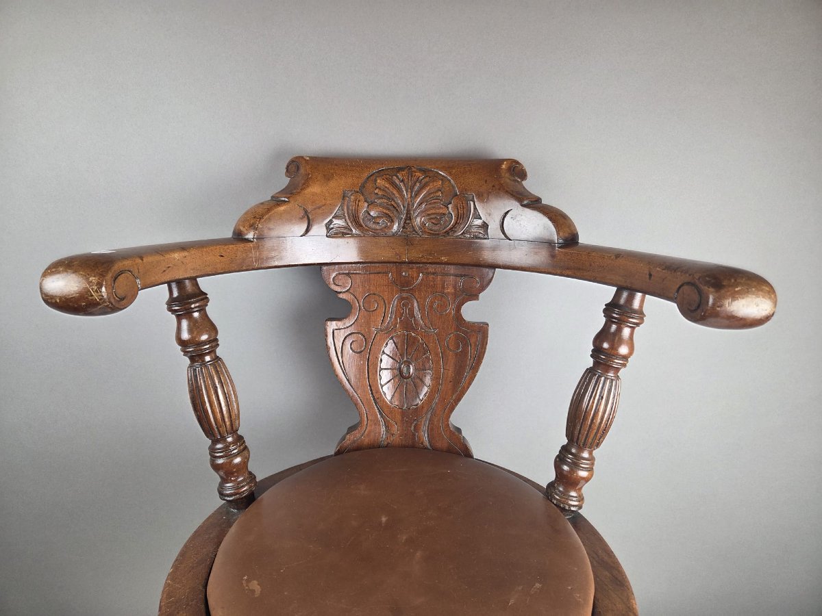 Captain's Chair In Patinated Wood, Late 19th Century-photo-3