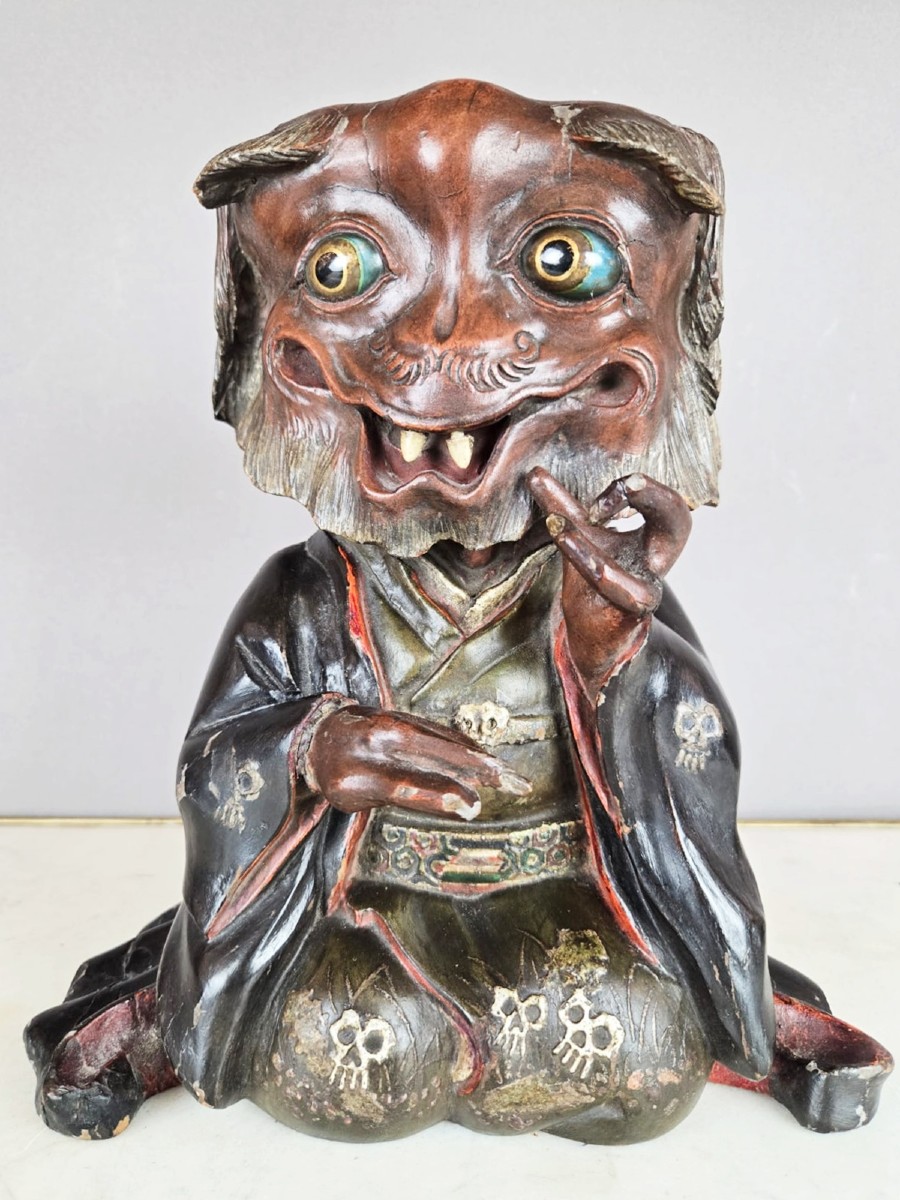 Polychrome Carved Wooden Gremlins, Japan, 19th Century 
