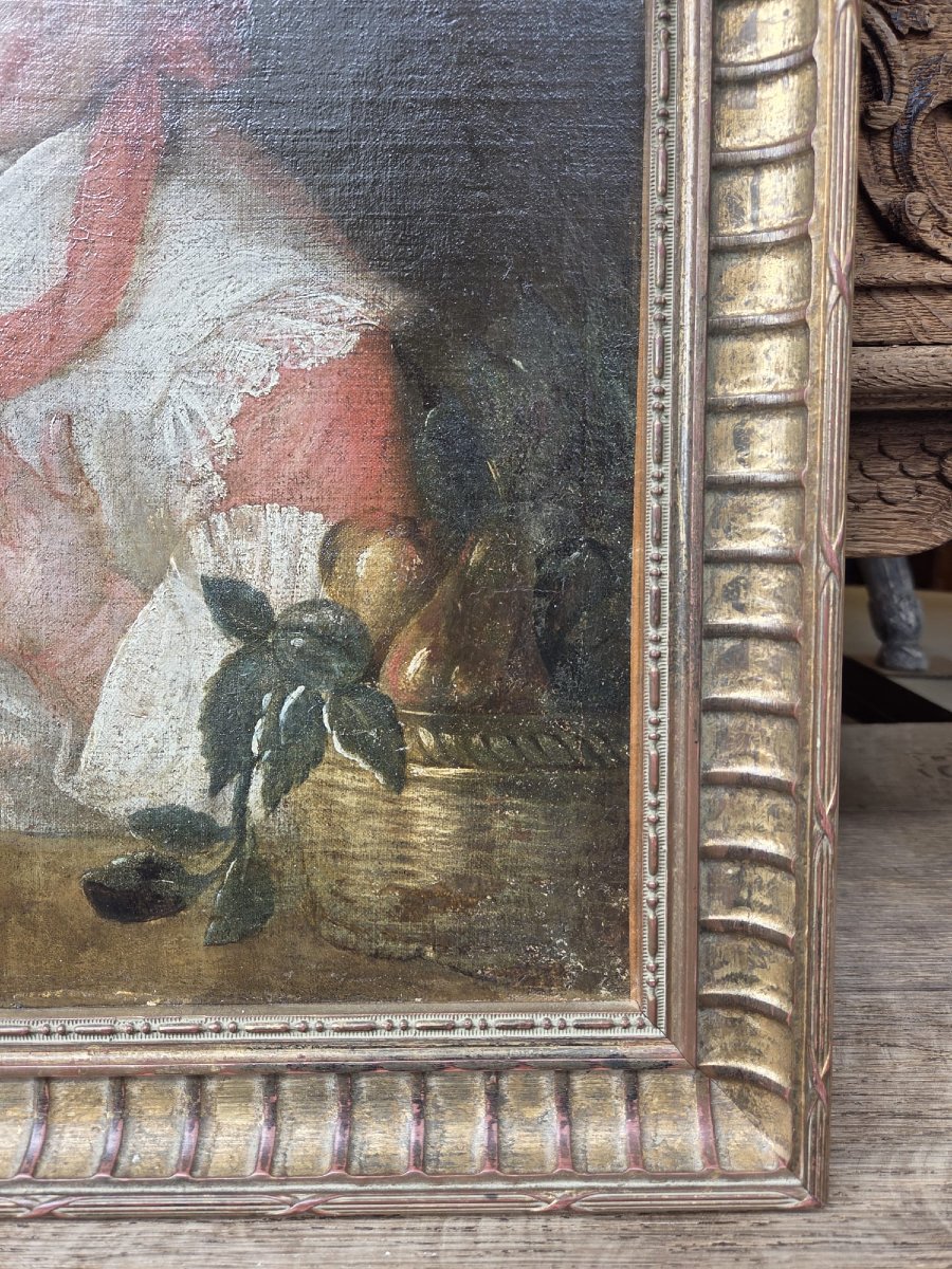 Huile sur toile "Nurse et enfant" 18th-photo-2