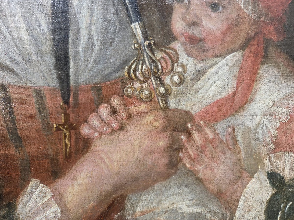 Huile sur toile "Nurse et enfant" 18th-photo-3