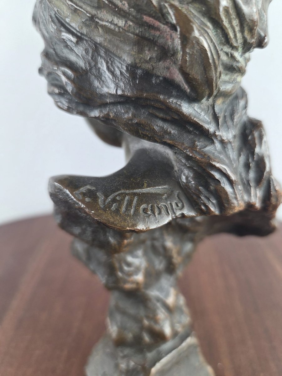 Villanis, petit buste en bronze à patine brune "Mignon"-photo-2