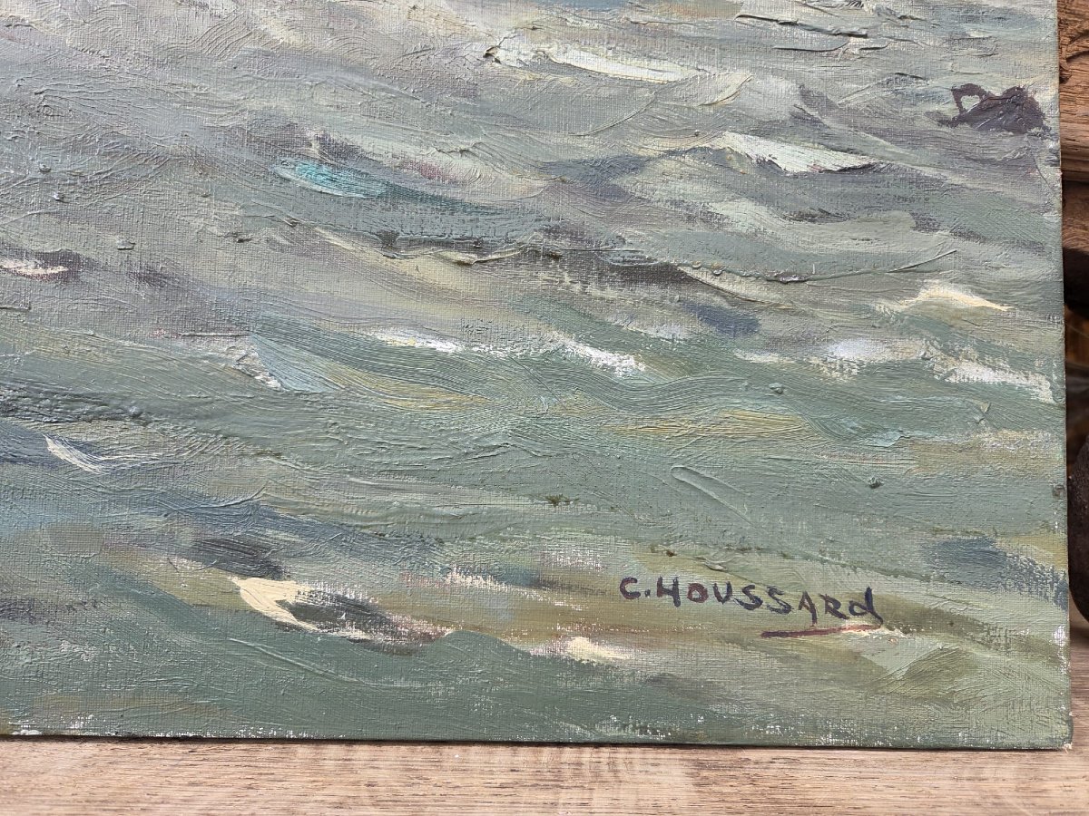 Houssard C. Oil On Canvas "after The Storm In Ostend"-photo-4