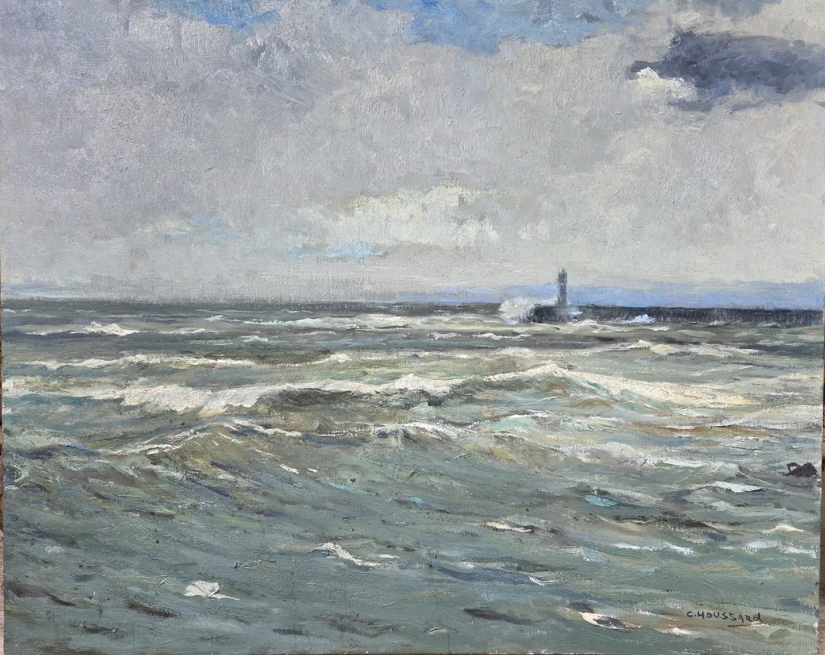 Houssard C. Oil On Canvas "after The Storm In Ostend"