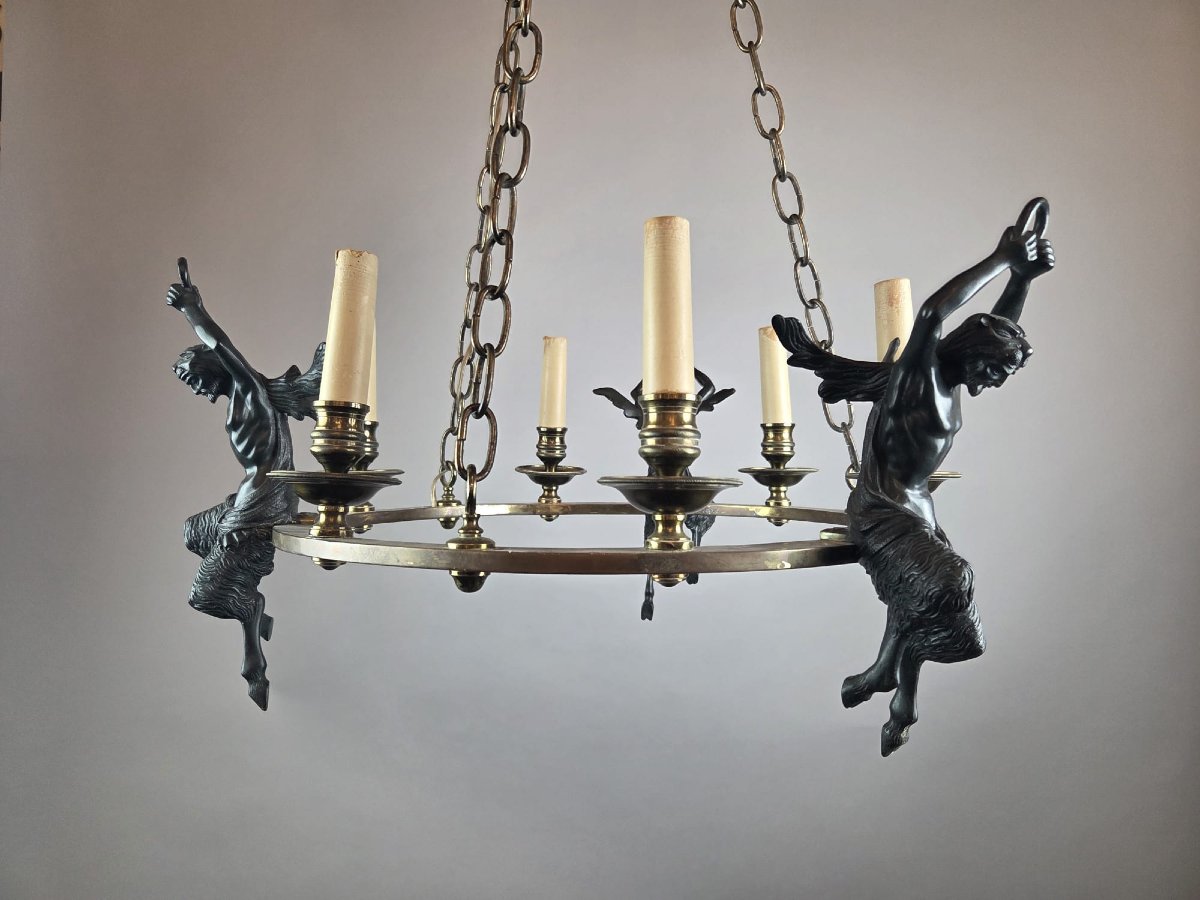 Empire Chandelier In Brass And Bronze With Black Patina-photo-2