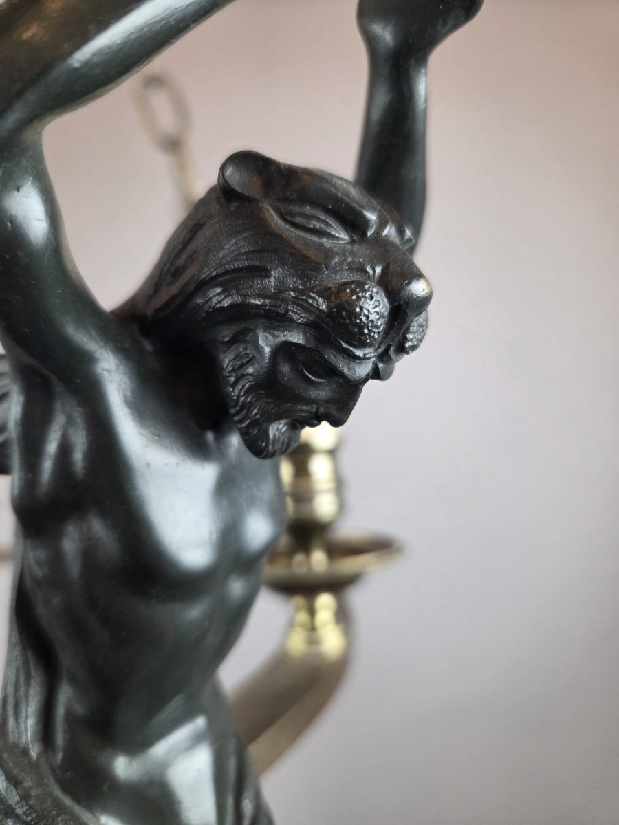 Empire Chandelier In Brass And Bronze With Black Patina-photo-6