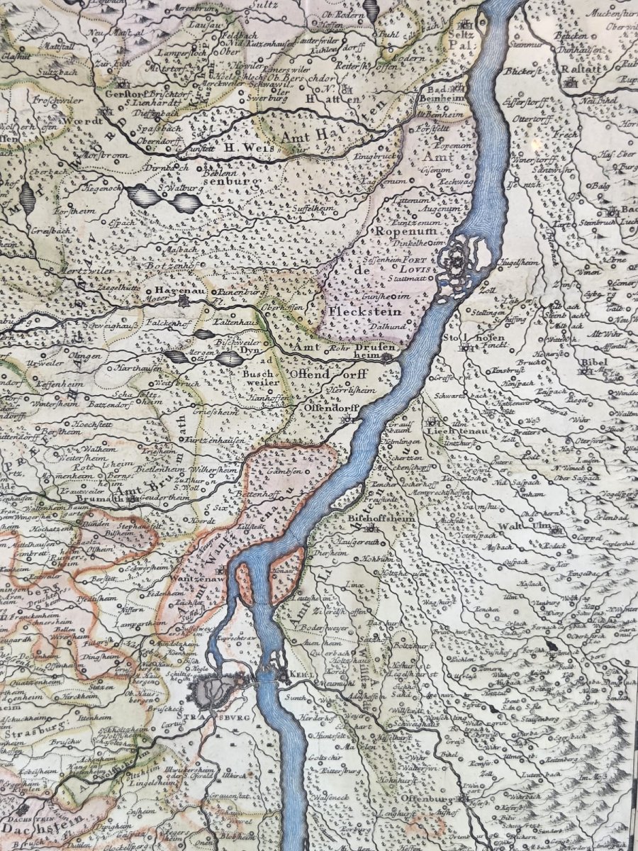 Engraving "alsatia" (alsace) Cartographer Johan Batist Homann 1664-1724-photo-4