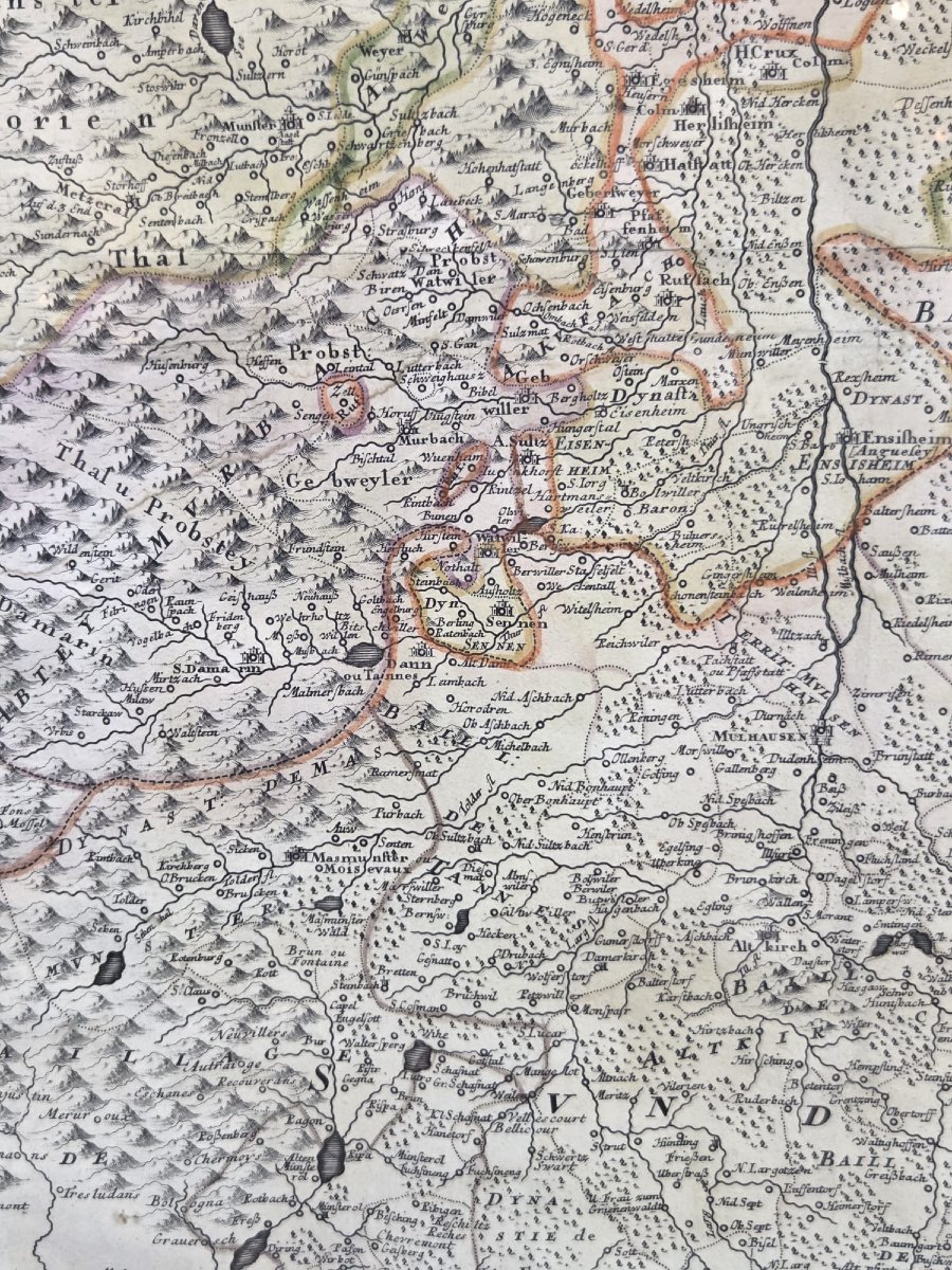 Engraving "alsatia" (alsace) Cartographer Johan Batist Homann 1664-1724-photo-2