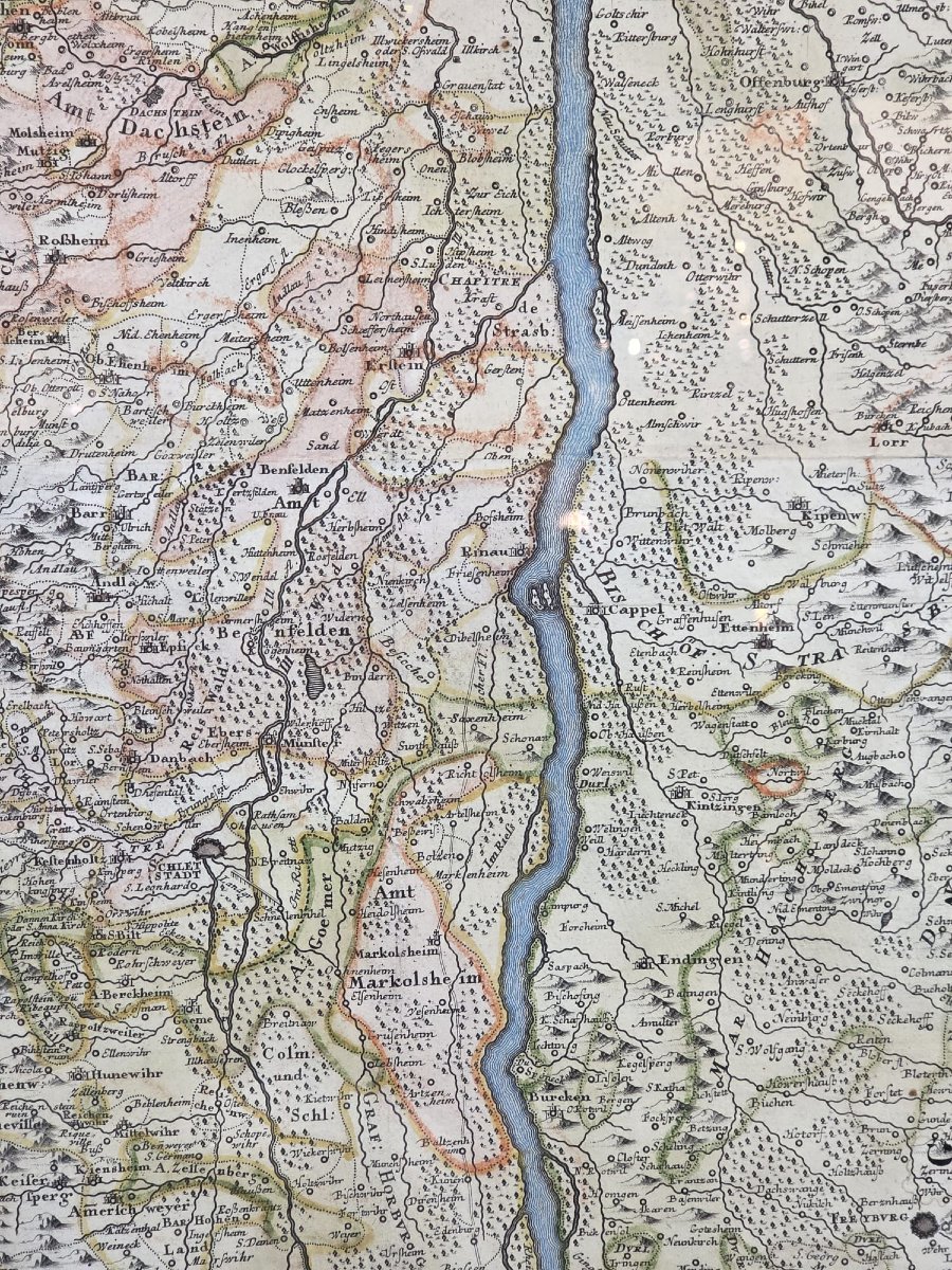 Engraving "alsatia" (alsace) Cartographer Johan Batist Homann 1664-1724-photo-4