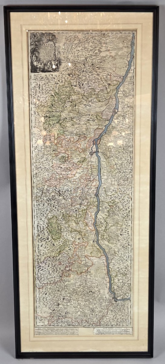 Engraving "alsatia" (alsace) Cartographer Johan Batist Homann 1664-1724