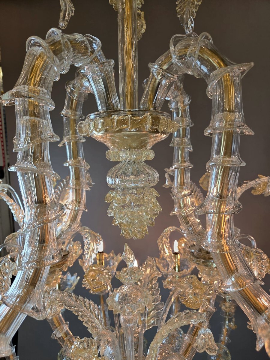 Important lustre en verre Murano à 20 lumières, 20th-photo-1