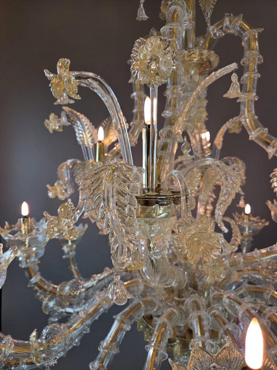 Important lustre en verre Murano à 20 lumières, 20th-photo-4