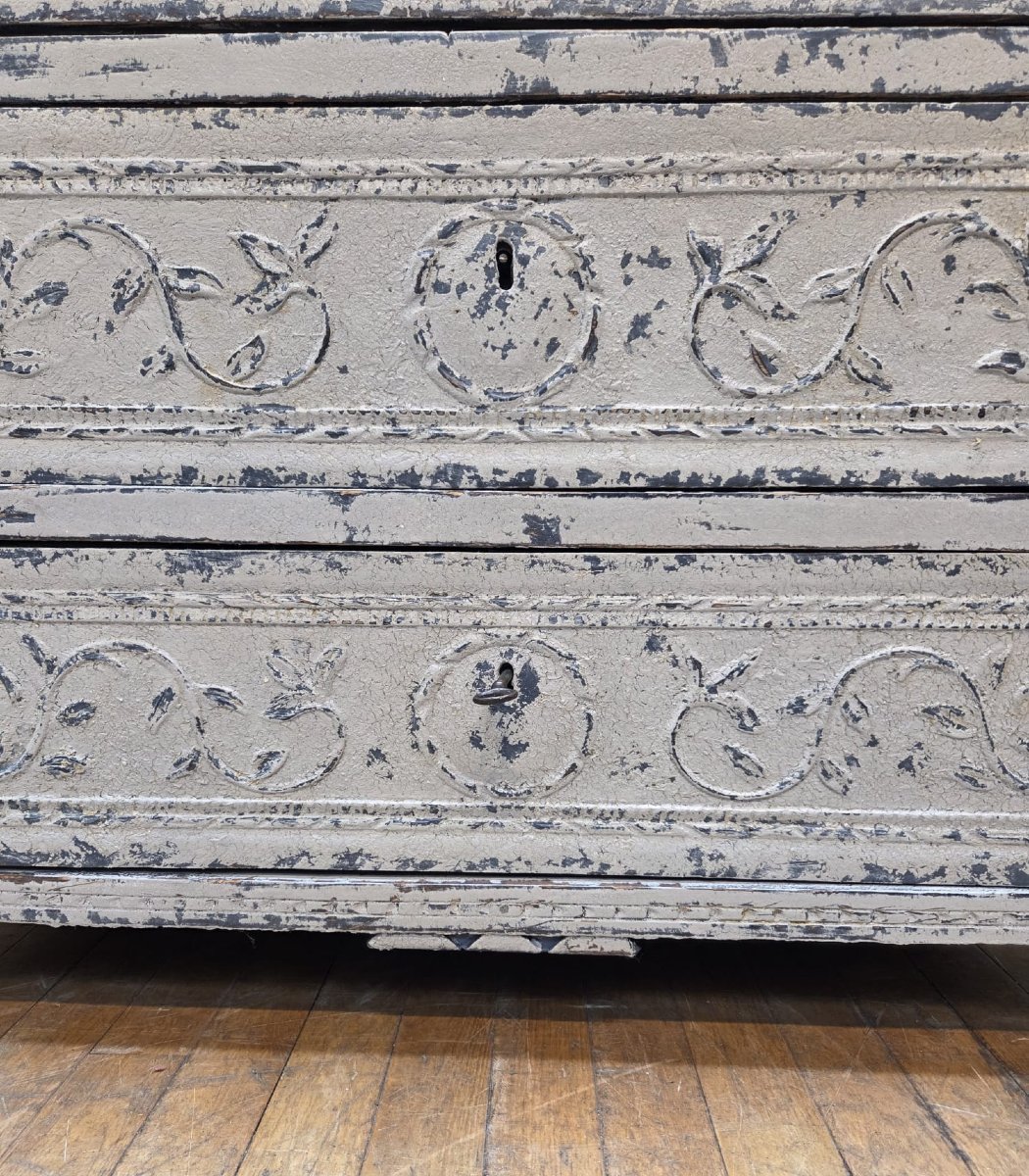 Louis XVI Style Chest Of Drawers In Patinated Wood, 19th Century-photo-2