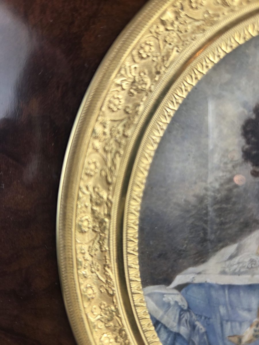 Henri Alois Lorichon (1798 - 1864), "elegant" Miniature In Its Mahogany Frame-photo-4