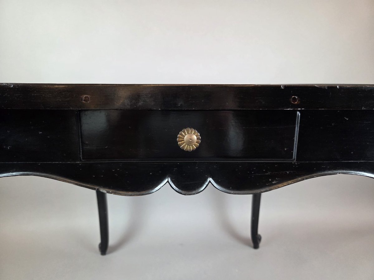 Louis XV Style Games Table In Black Lacquered Wood, 19th Century-photo-4