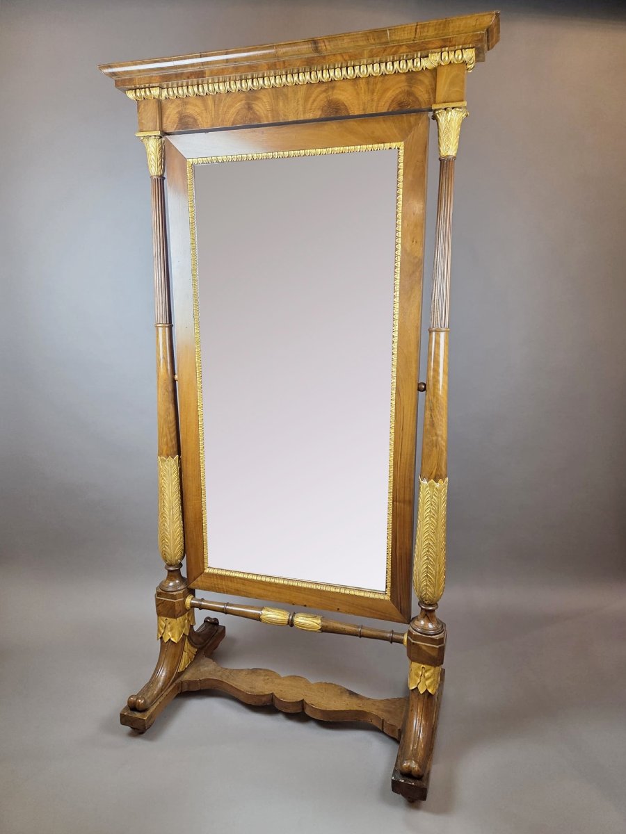 Miroir psyché Empire en acajou et bois doré, 19th-photo-2