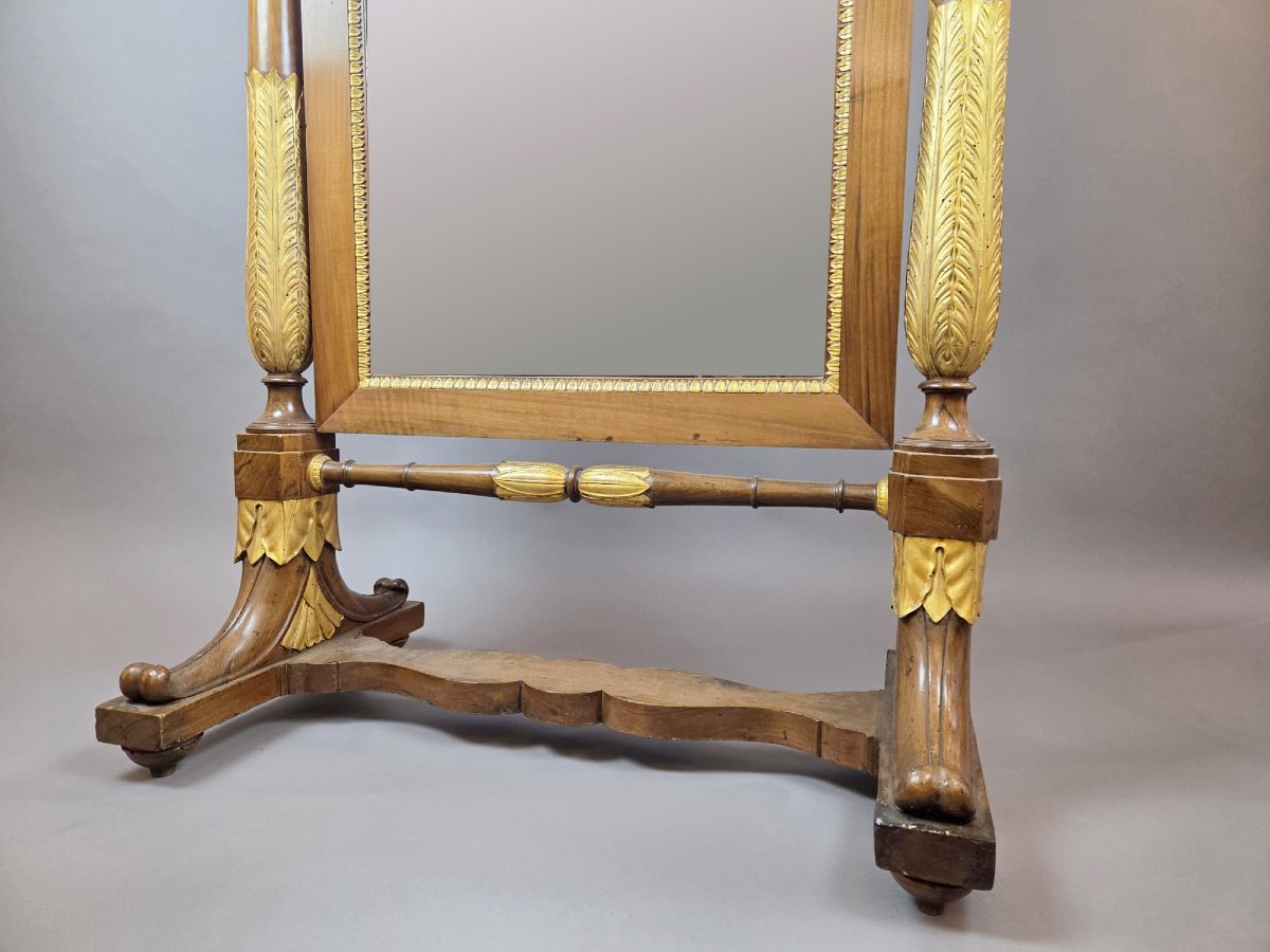 Miroir psyché Empire en acajou et bois doré, 19th-photo-3