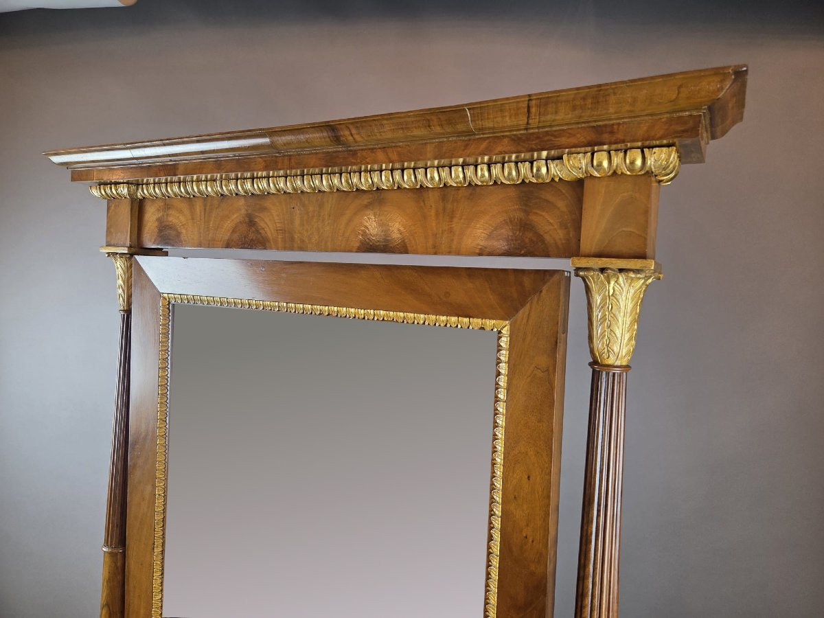 Miroir psyché Empire en acajou et bois doré, 19th-photo-4