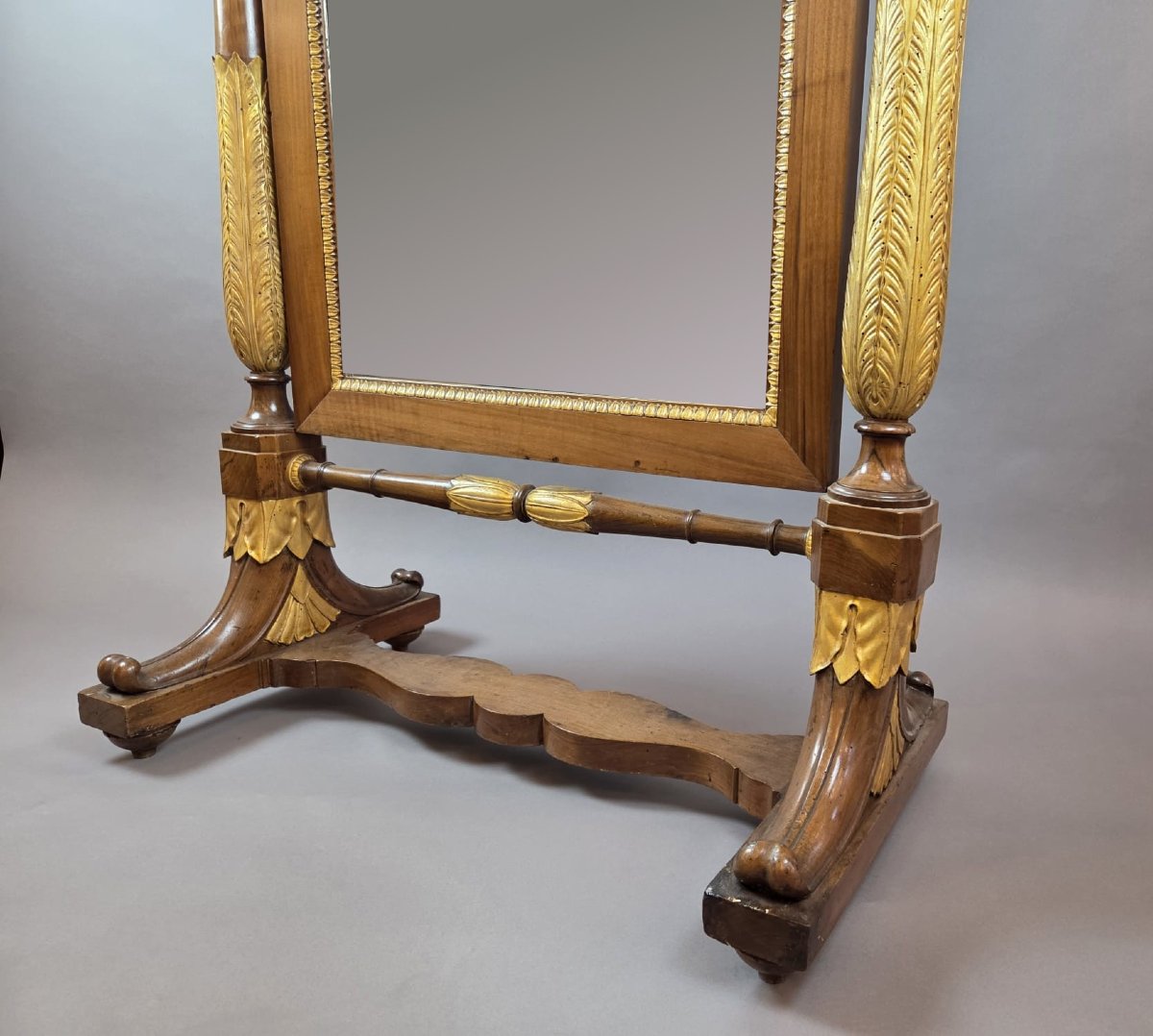 Miroir psyché Empire en acajou et bois doré, 19th-photo-5